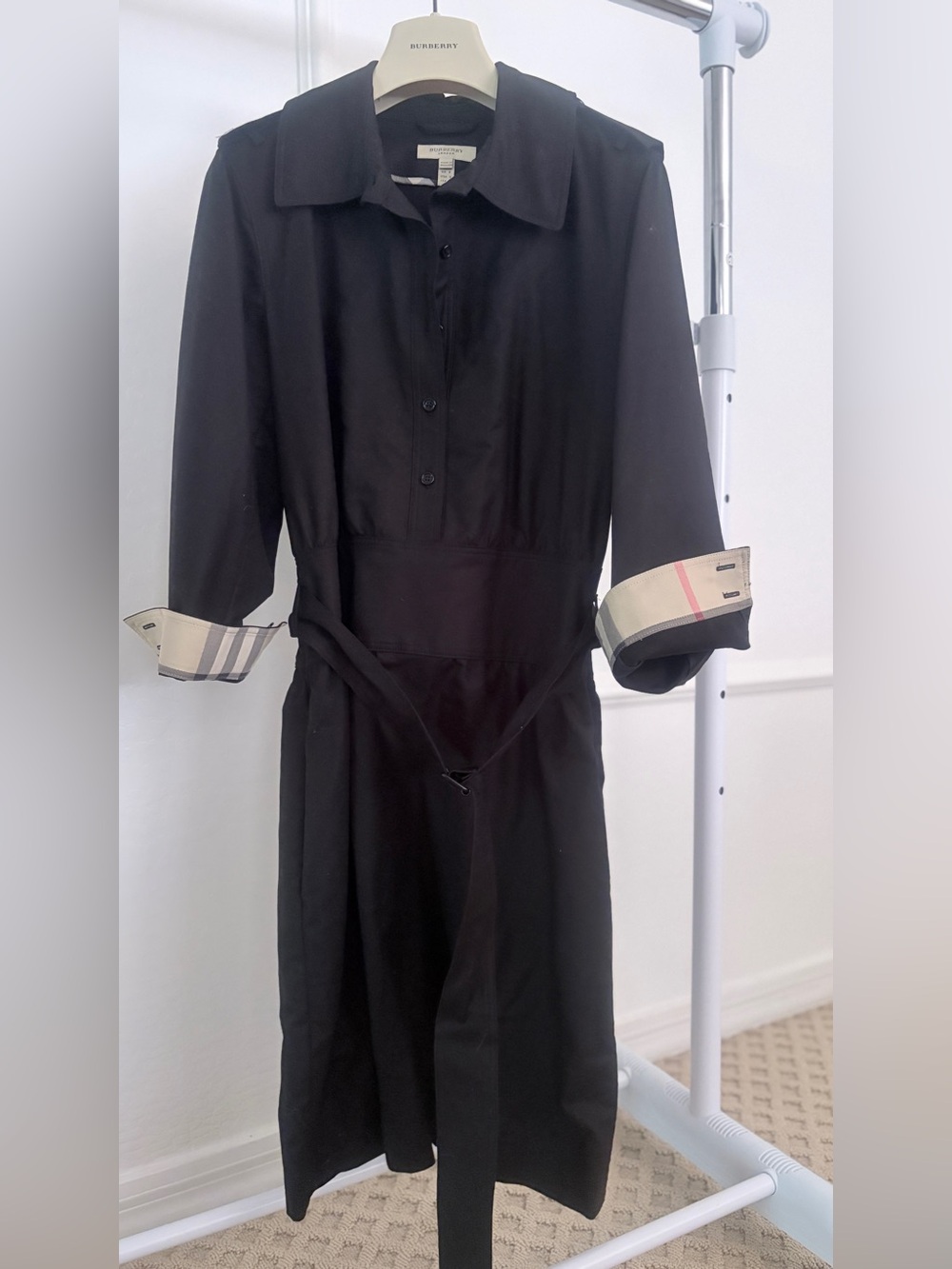 NWOT Burberry London Black Belted Shirtdress - Size USA 6